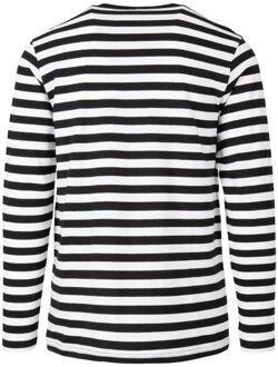 urban classics Heren gestreept normaal t-shirt met lange mouwen - maat 4XL Wit