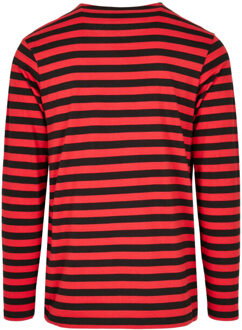 urban classics Heren gestreept normaal t-shirt met lange mouwen Rood - XXL / XXXL