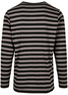 urban classics Heren gestreept normaal t-shirt met lange mouwen Zwart - XL