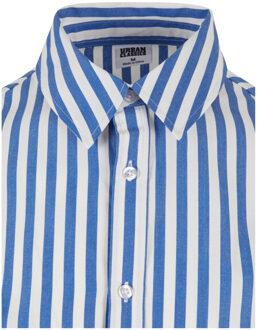 urban classics Heren gestreept zomer overhemd Wit - S