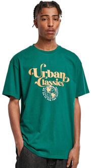 urban classics Heren globe organic logo t-shirt - maat S Groen