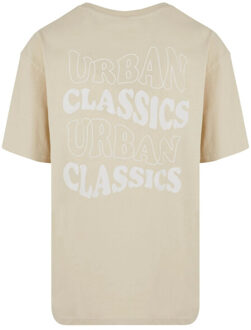 urban classics Heren golvend logo zwaargewicht oversized t-shirt Beige - XL