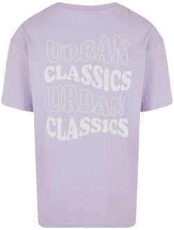 urban classics Heren golvend logo zwaargewicht oversized t-shirt - maat M Paars