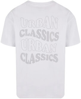 urban classics Heren golvend logo zwaargewicht oversized t-shirt Wit - 5XL