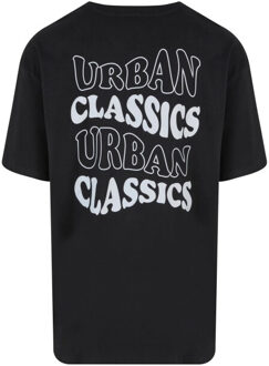 urban classics Heren golvend logo zwaargewicht oversized t-shirt Zwart - XS