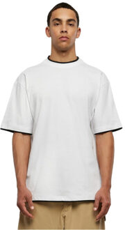 urban classics Heren lang t-shirt met contrastdetail - maat 5XL Wit