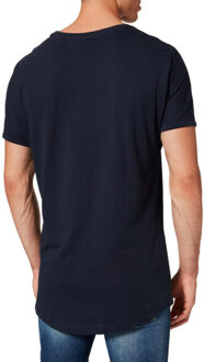urban classics Heren lang t-shirt met omslag - maat L Blauw