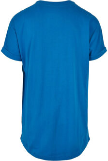 urban classics Heren lang t-shirt met omslag - maat M Blauw