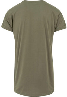 urban classics Heren lang t-shirt met omslag - maat M Groen