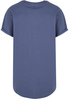 urban classics Heren lang t-shirt met omslag - maat S Blauw