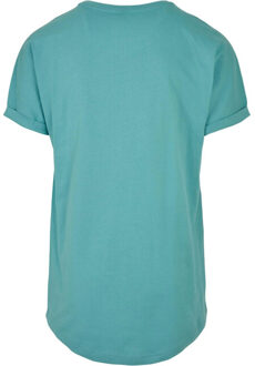urban classics Heren lang t-shirt met omslag - maat S Blauw