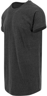 urban classics Heren lang t-shirt met omslag - maat S Grijs