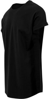 urban classics Heren lang t-shirt met omslag Zwart - XL