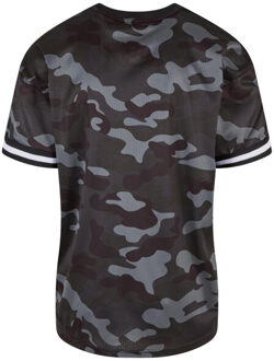 urban classics Heren mesh t-shirt met all-over print Bruin/groen - S