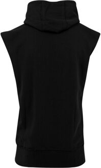 urban classics Heren mouwloze open rand hoodie - maat S Zwart