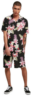 urban classics Heren overhemd met all-over print in viscose Roze