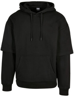 Urban Classics Heren oversized gelaagde mouw hoodie Zwart - XL