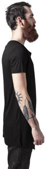 urban classics Heren rits met open rand lang t-shirt Zwart