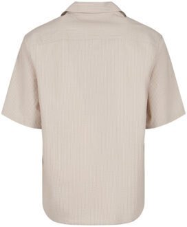 urban classics Heren seersucker relaxed fit overhemd met korte mouwen - maat S Taupe