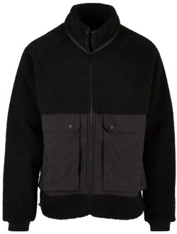 urban classics Heren sherpa korte raglan jas - maat L Zwart