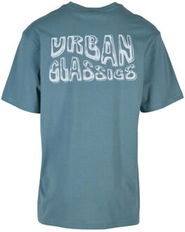 urban classics Heren shiny logo tall t-shirt Blauw - XL