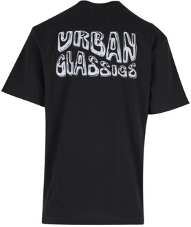 urban classics Heren shiny logo tall t-shirt - maat L Zwart