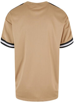 urban classics Heren streep mesh oversized t-shirt - maat M Beige
