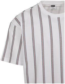 urban classics Heren stripe zwaargewicht oversized t-shirt met all-over print - maat L Wit