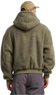 urban classics Heren teddy fleece oversized hoodie - maat XXL / XXXL Groen