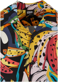 urban classics Heren toucan viscose all-over print resort overhemd Zwart - XXXL