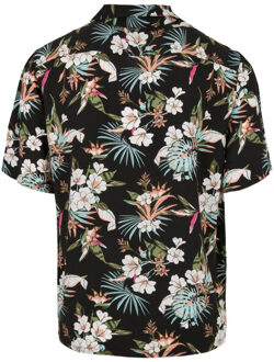 urban classics Heren tropical viscose resort overhemd Zwart - M