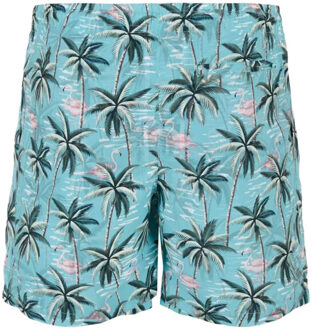 urban classics Heren zwemshort tropische vogels all-over print Groen - XS