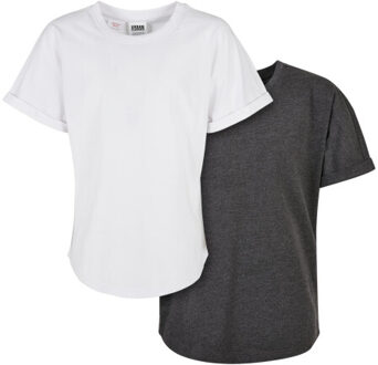 urban classics Jongens lang turn up t-shirt (set van 2) Grijs - 146/152