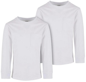 urban classics Jongens zwaargewicht pocket oversized t-shirt met lange mouwen (set van 2) - maat 146/152 Wit