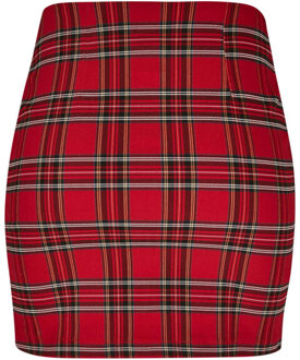 urban classics Korte rok dames in ruitmotief - maat M Rood