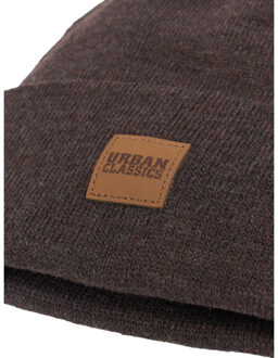 urban classics Lange muts met imitatieleren patch Bruin - One size