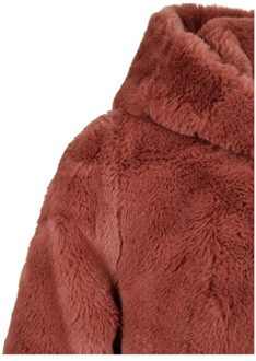 urban classics Meisjes teddy fleece mantel met capuchon Klaproos - 158/164