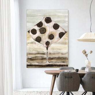 Urban Cotton Wandkleed 'Eagle Ray' 110 x 145cm in Frame - black