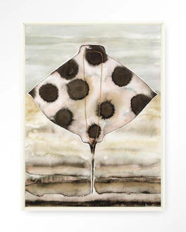 Urban Cotton Wandkleed 'Eagle Ray' 145 x 190cm in Floating Frame - off white