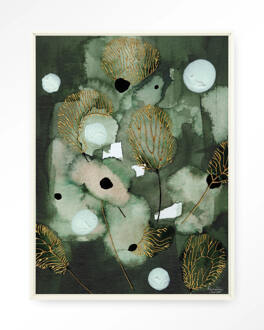 Urban Cotton Wandkleed 'Forest Flower' 110 x 145cm in Floating Frame - off white