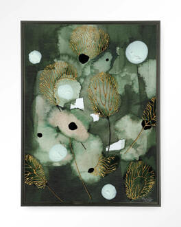 Urban Cotton Wandkleed 'Forest Flower' 145 x 190cm in Floating Frame - black