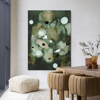 Urban Cotton Wandkleed 'Forest Flower' 80 x 110cm in Frame - black
