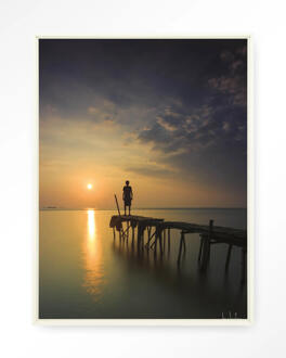 Urban Cotton Wandkleed 'Good Morning Cirebon' 145 x 190cm in Floating Frame - off white