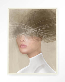 Urban Cotton Wandkleed 'Mood Cloud' 110 x 145cm in Floating Frame - off white