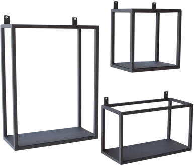 Urban interiors Set van 3 wandboxes vintage black Zwart