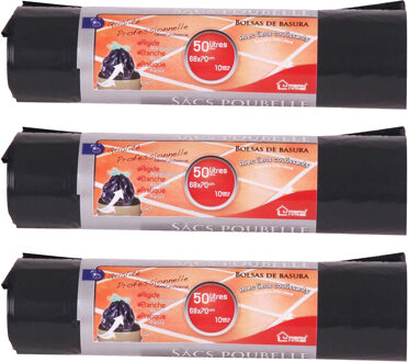 Urban Living Afvalzakken/vuilniszakken - 30x - 50 liter - zwart - trekbandsluiting