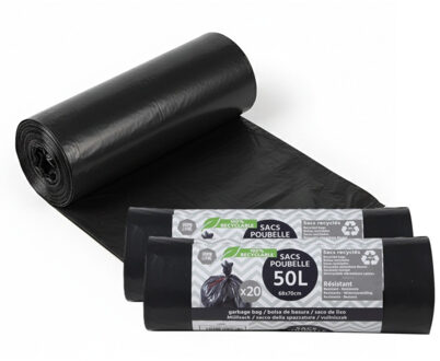 Urban Living Afvalzakken/vuilniszakken - 60x stuks - 50 liter - zwart - B68 x H70 cm - 3 rollen