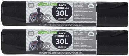 Urban Living Afvalzakken/vuilniszakken/containerzakken - medium size - 40x - 30 liter - zwart - 60 x 50 cm