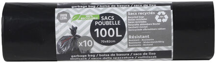 Urban Living Afvalzakken/vuilniszakken/containerzakken - XXL - 10x - 100 liter - zwart - 82 x 70 cm