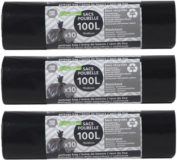 Urban Living Afvalzakken/vuilniszakken/containerzakken - XXL - 30x - 100 liter - zwart - 82 x 70 cm